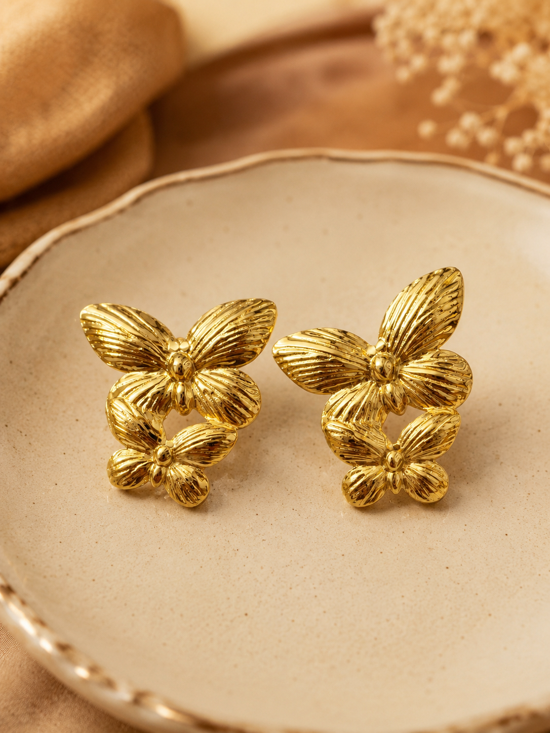 Double Butterfly Statement Earrings