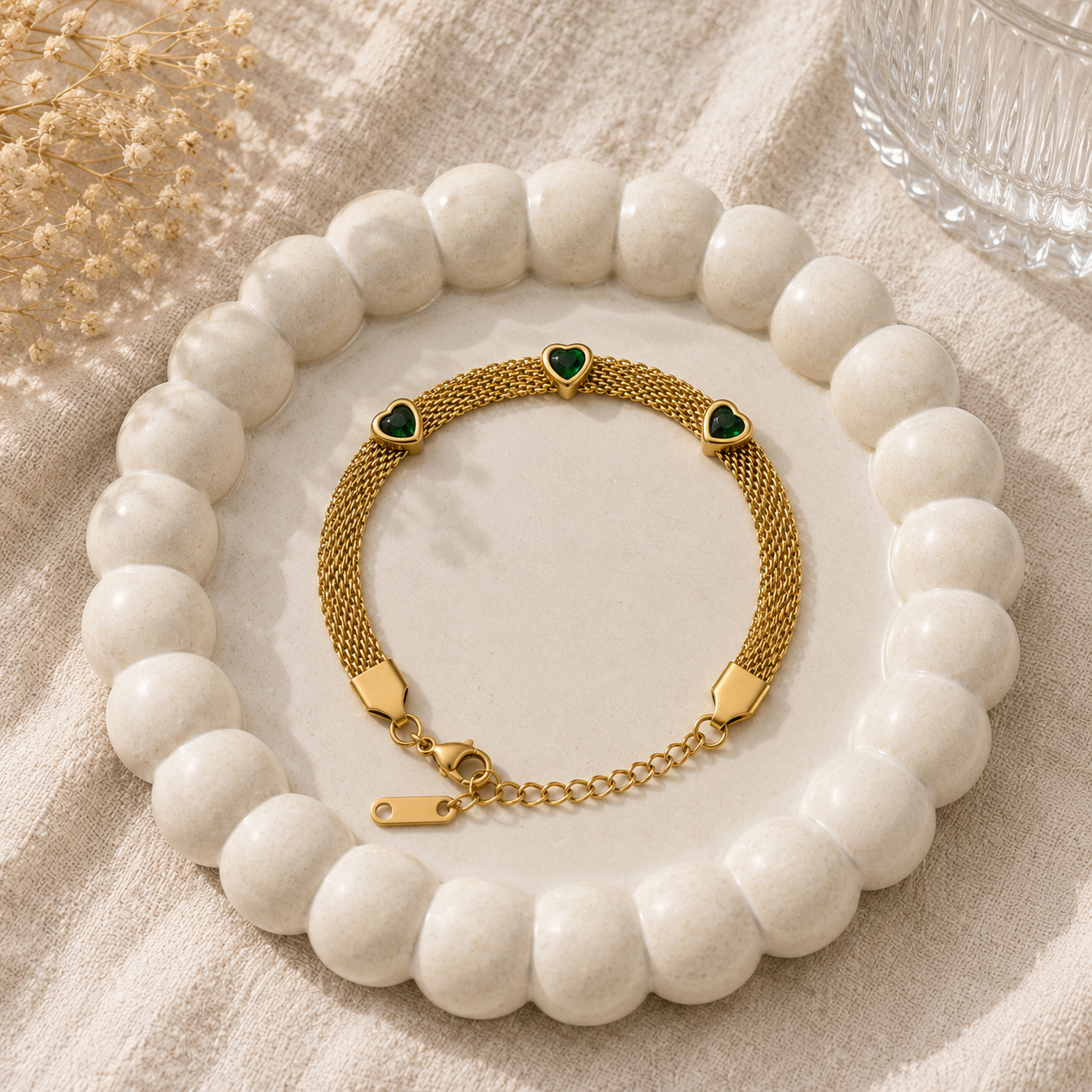 Emerald Hearts Bracelet