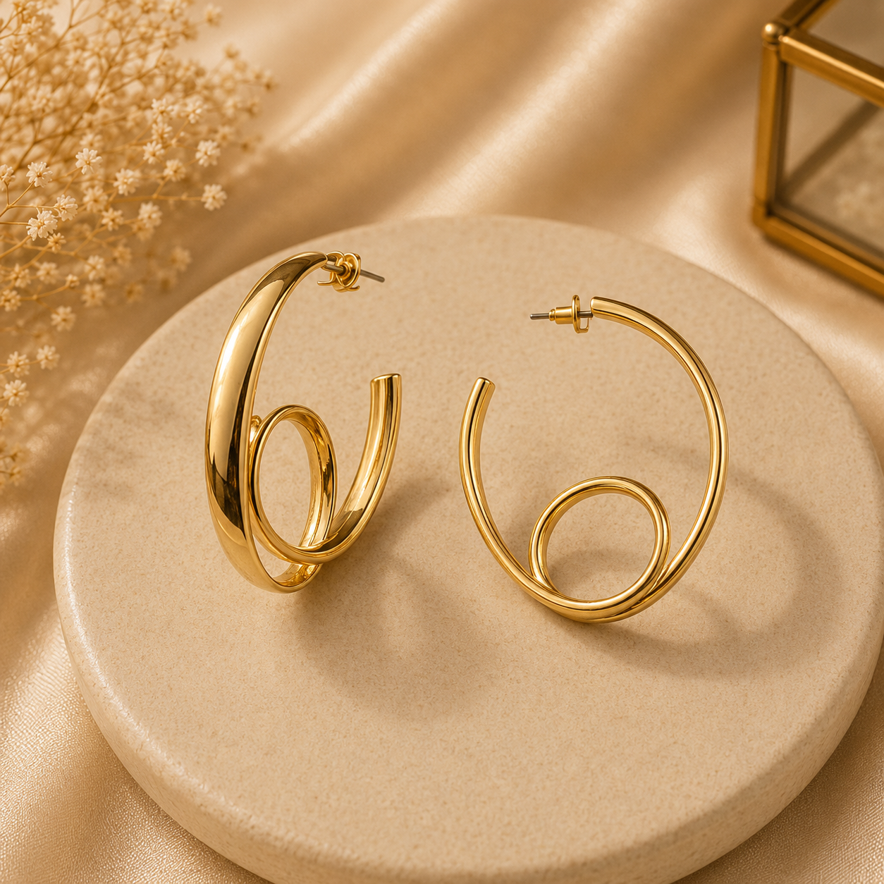 Golden Spiral Hoop Earrings