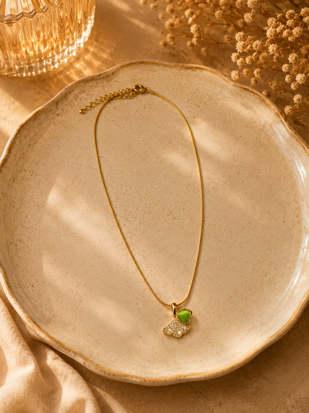 Lucky Clover Green Charm Necklace