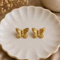 Golden Butterfly Stud Earrings