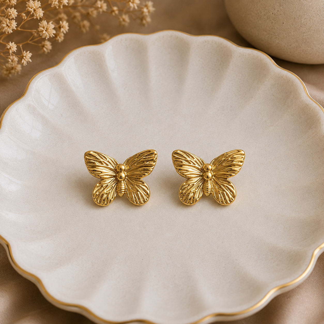 Golden Butterfly Stud Earrings