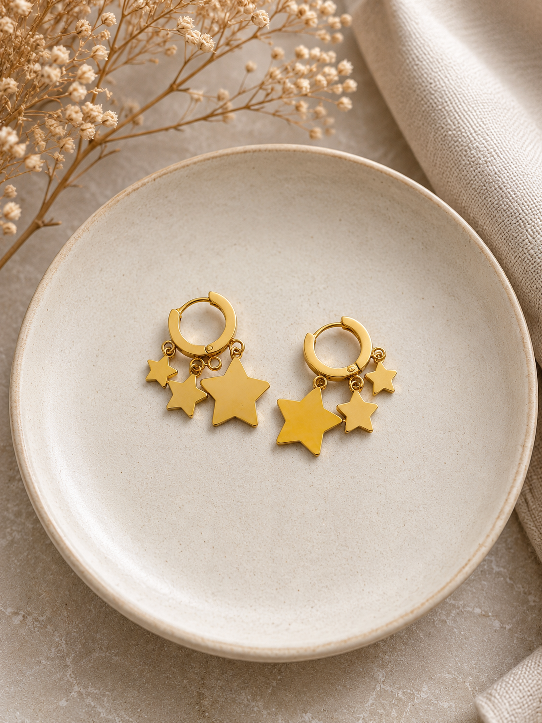 Triple Star Charm Earrings