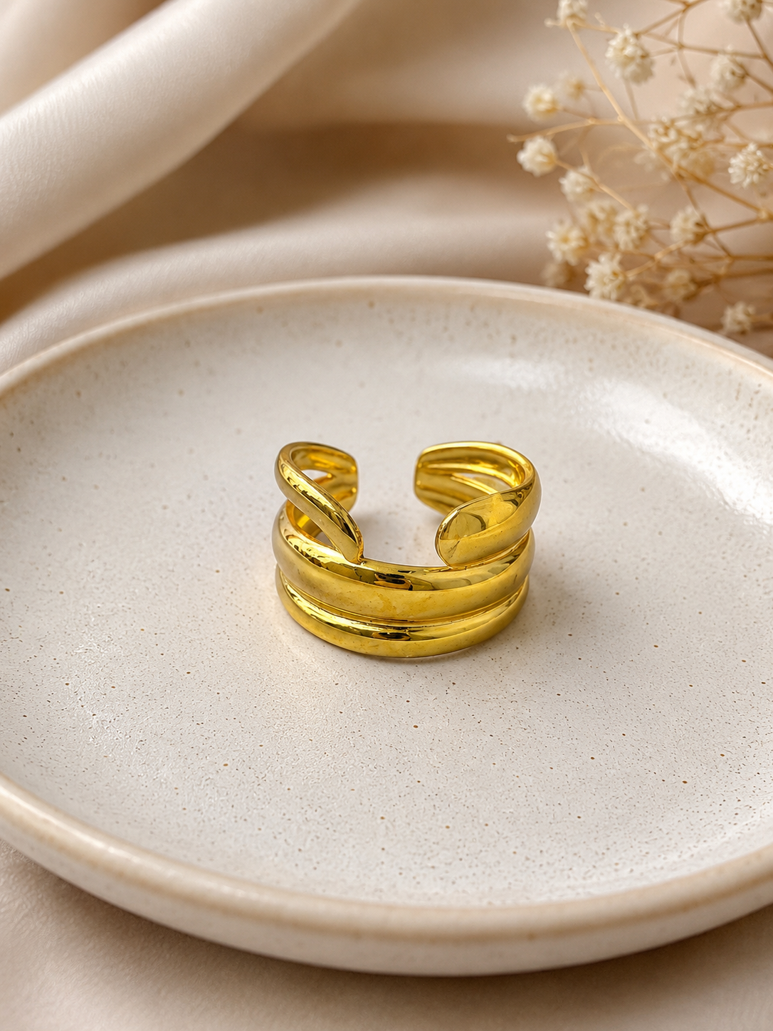 Golden Twist Cuff Ring