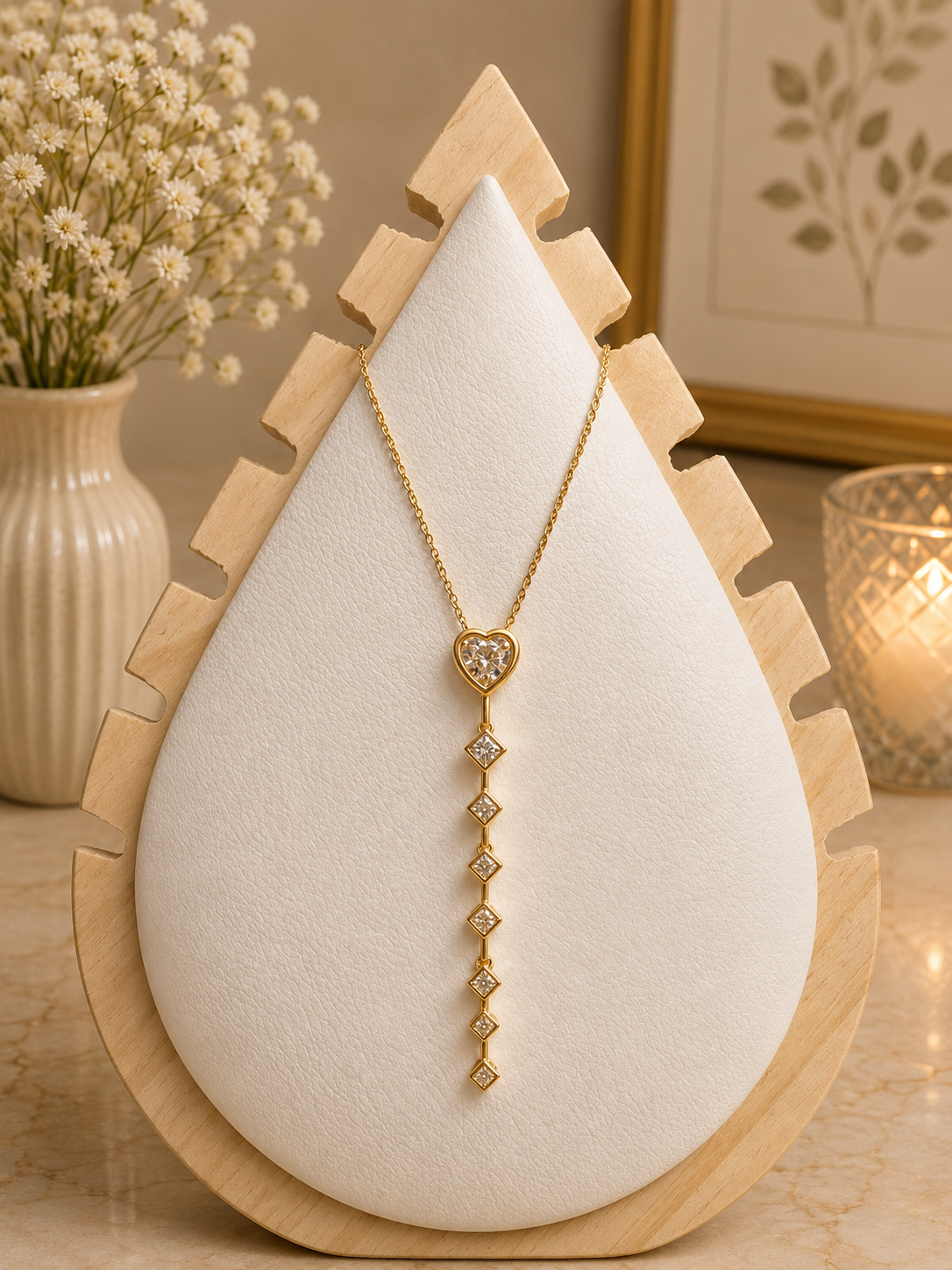 Crystal Heart Cascade Necklace