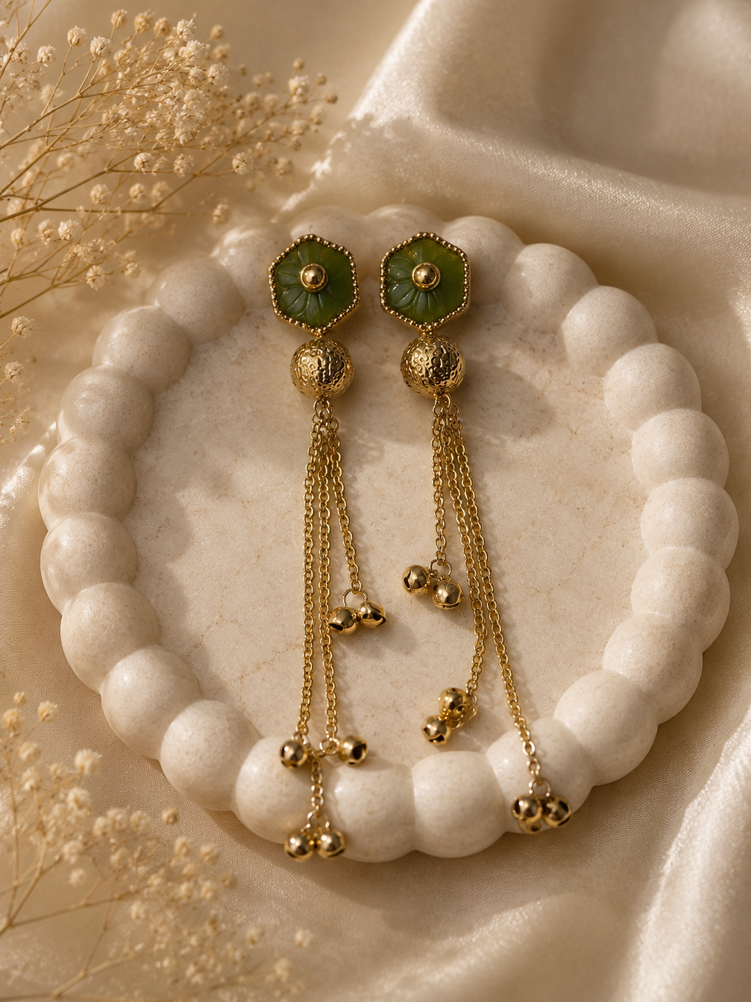 Emerald Tassel Earrings