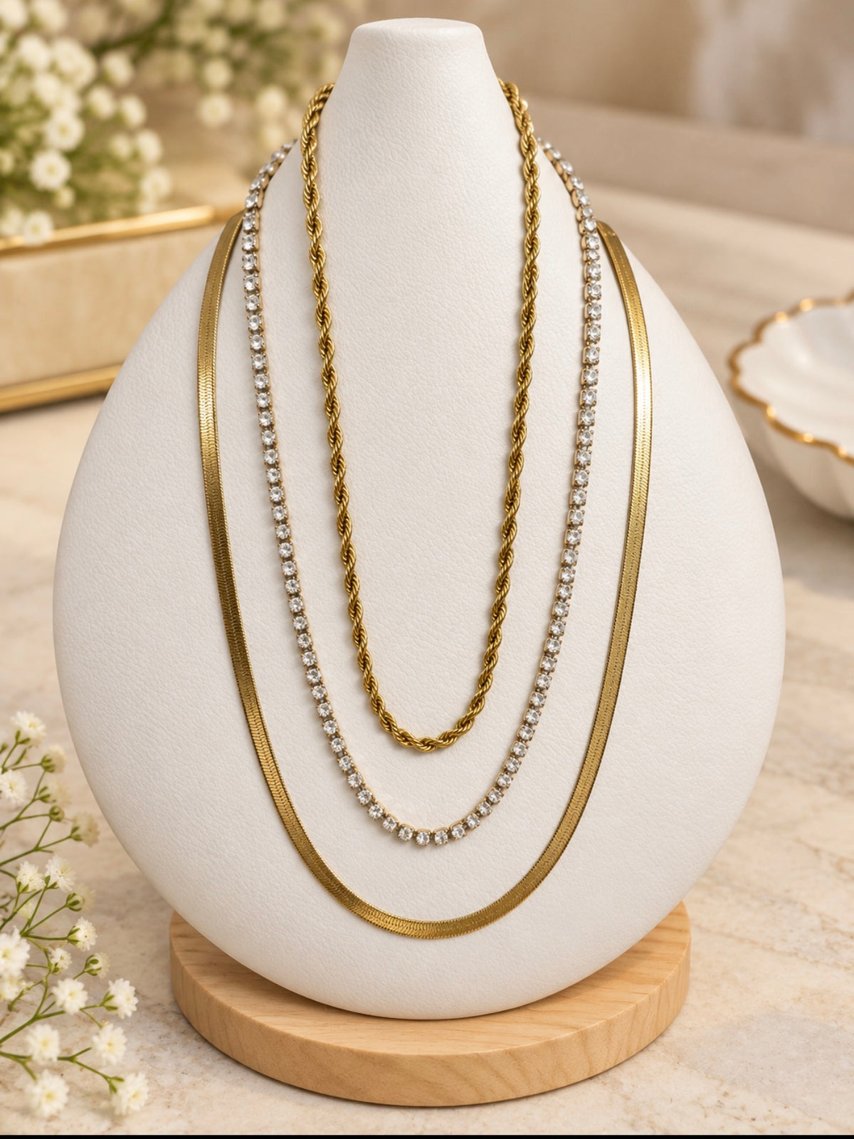 Triple Layer Gold-Tone Necklace ✨