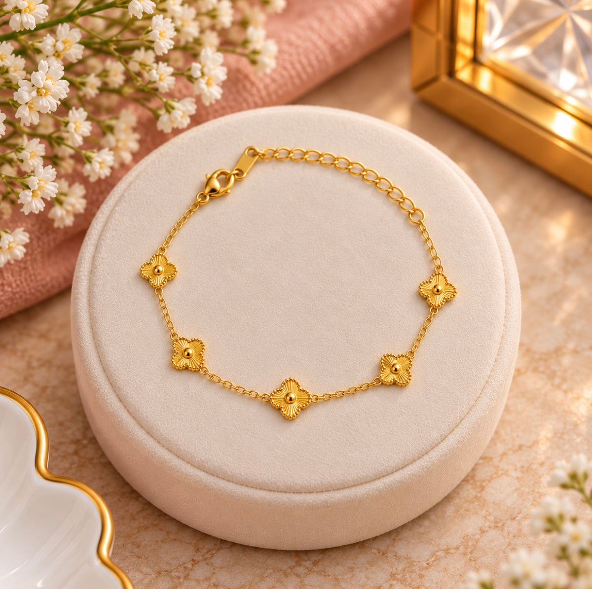 Mini Golden Floral Charm Bracelet