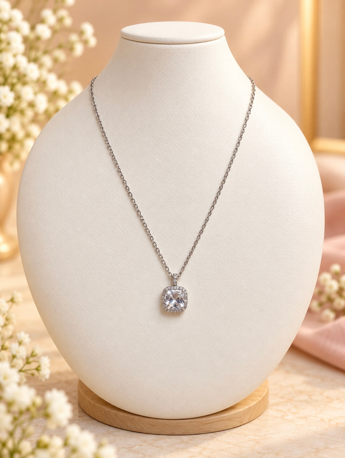 Crystal Halo Pendant Necklace