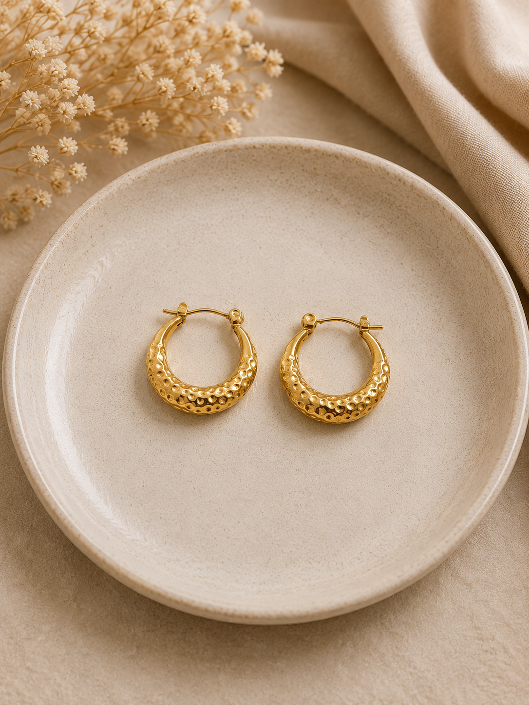 Hammered Gold Hoops