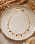 Gemstone Charm Initial Necklace