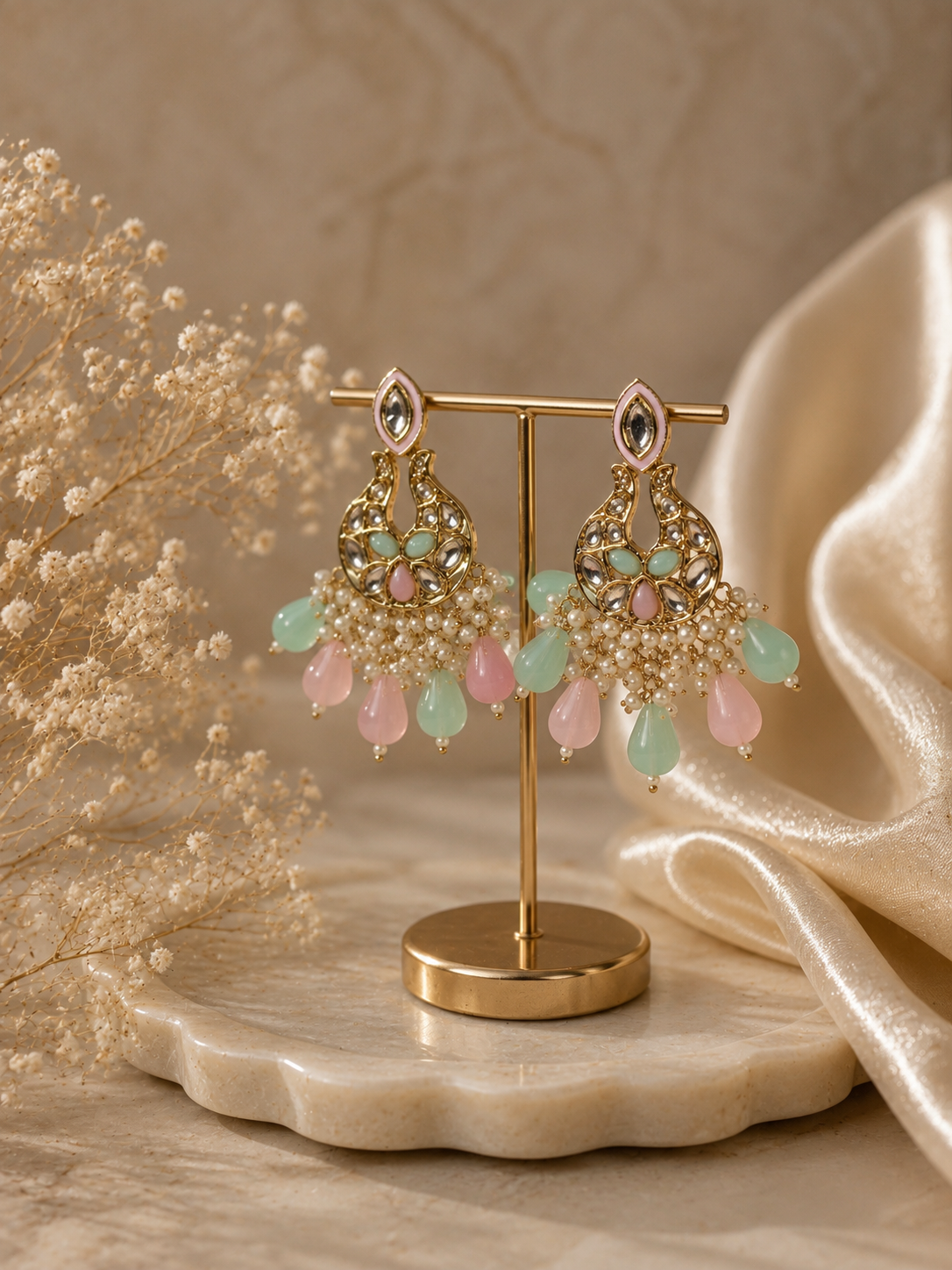 Pastel Kundan Earrings