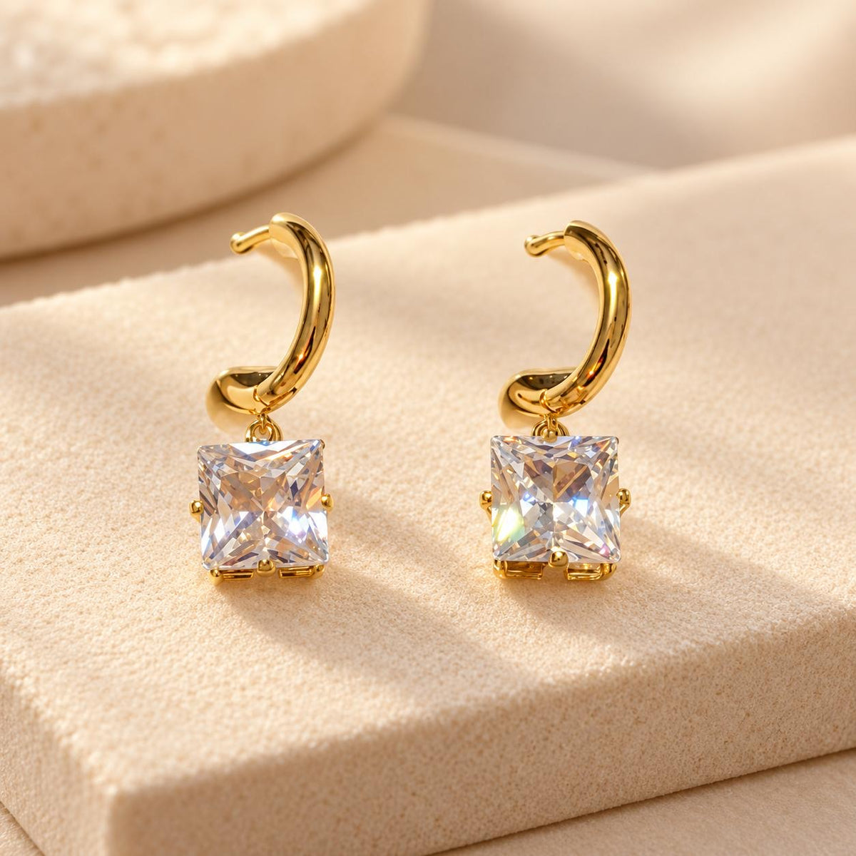 Golden Crystal Drop Earrings ✨