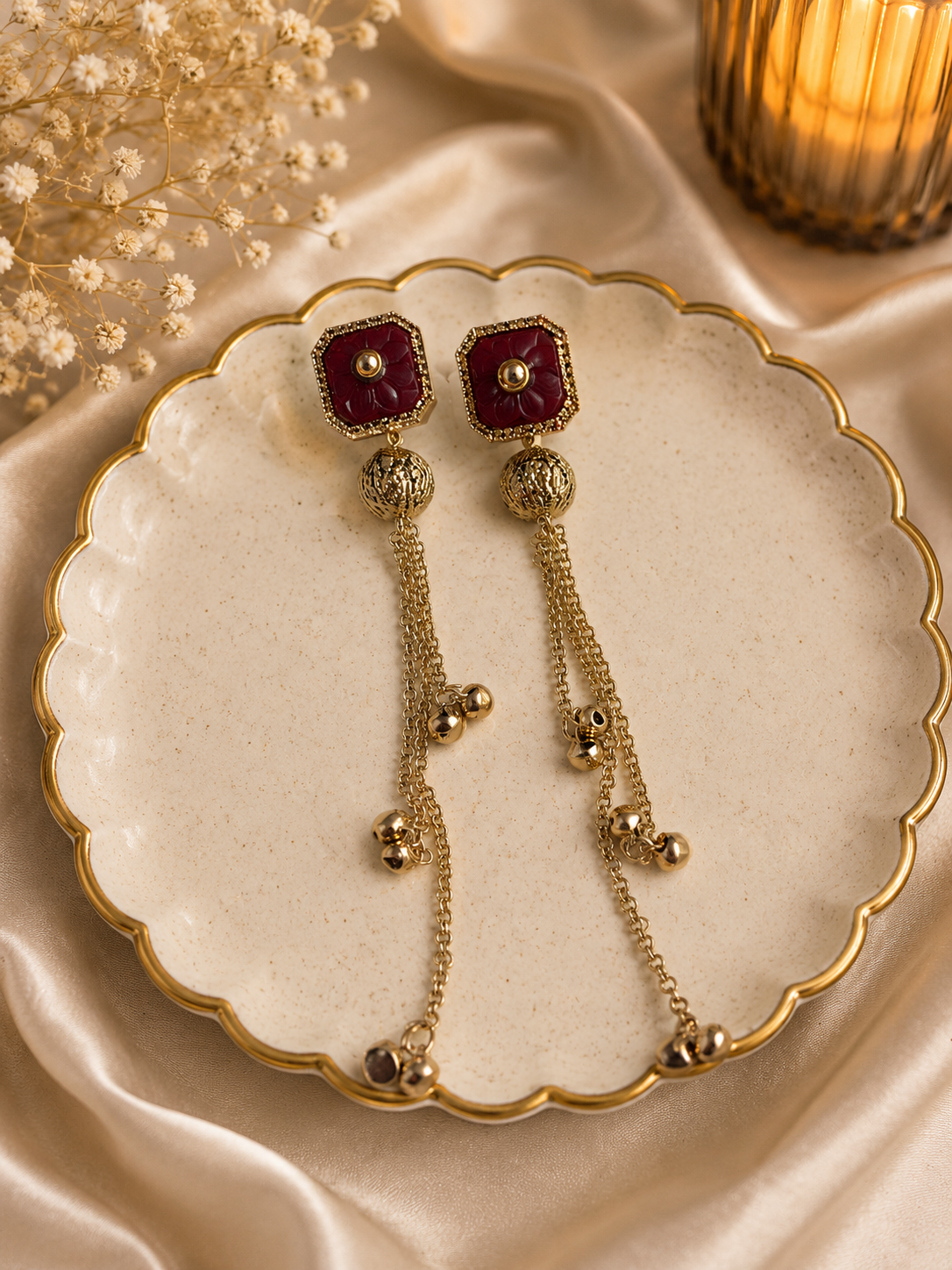 Ruby Tassel Earrings