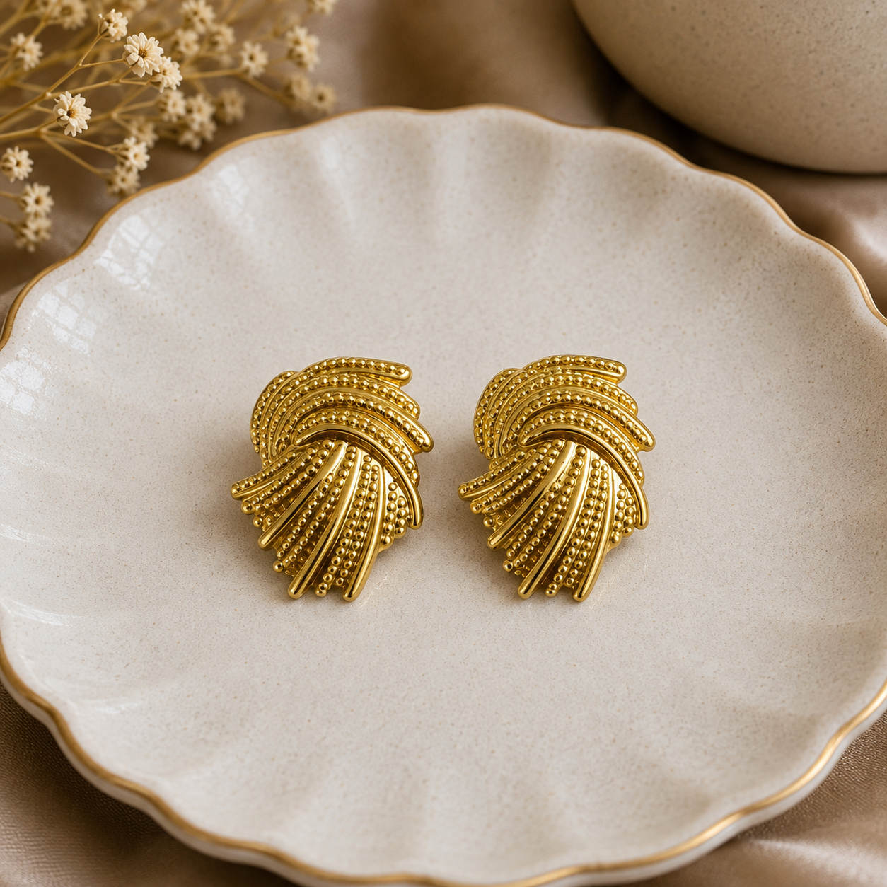 Golden Cascade Fan Earrings