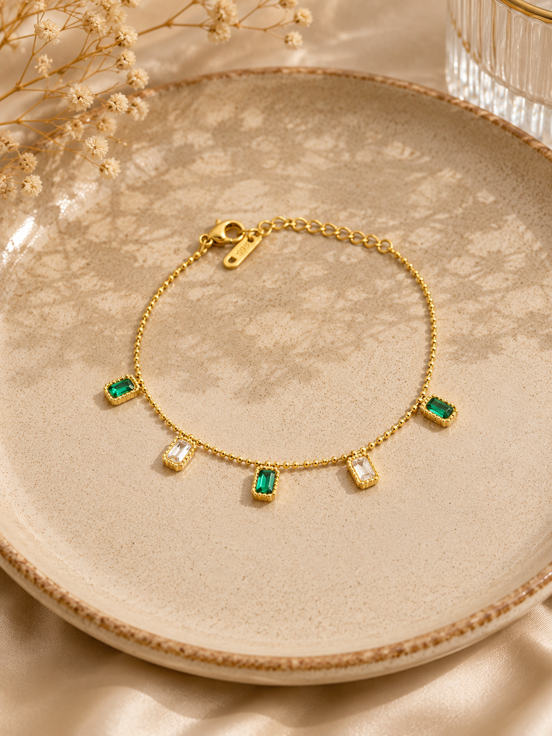 Emerald Dangle Bracelet