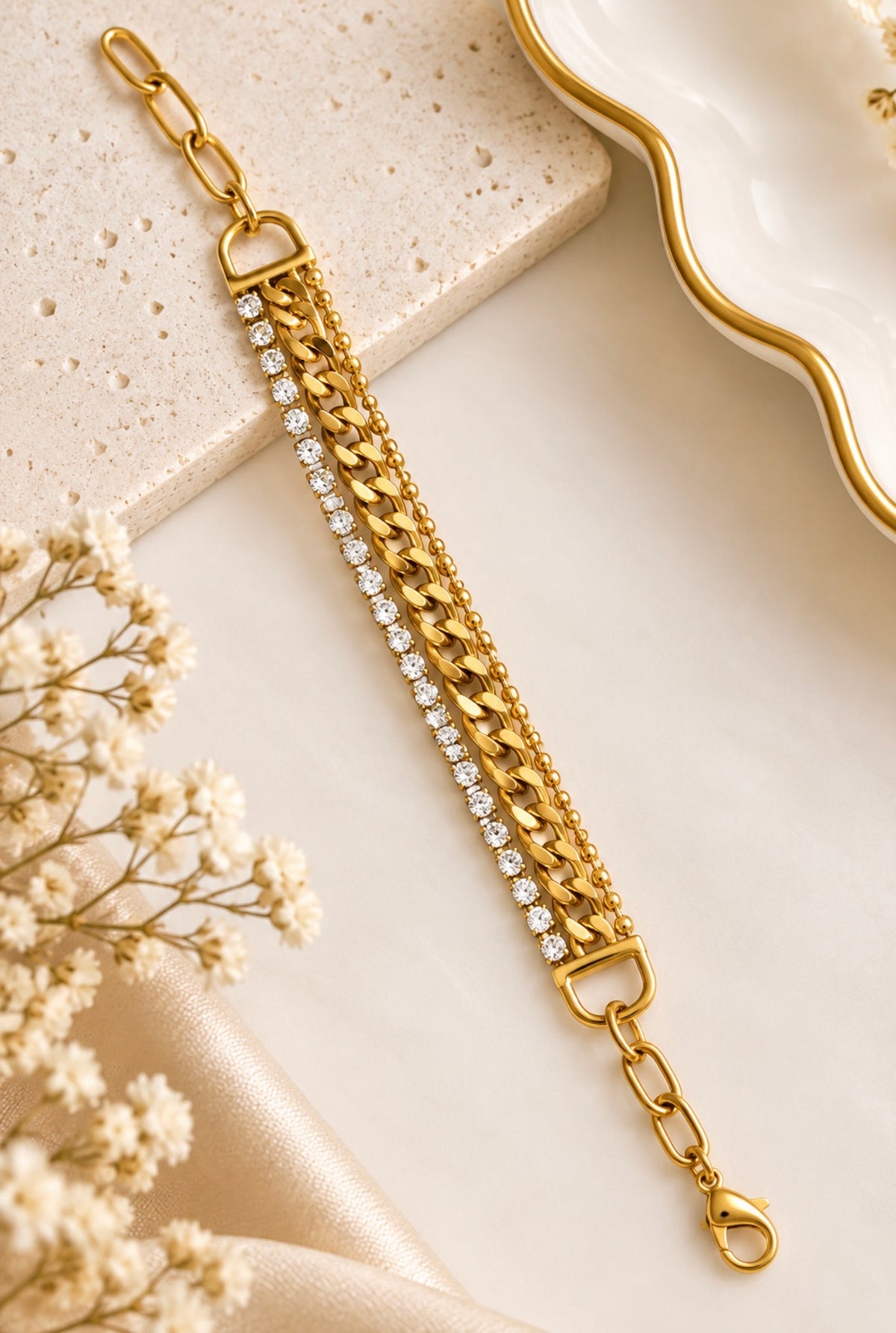 Luxe Triple-Layer Link Bracelet