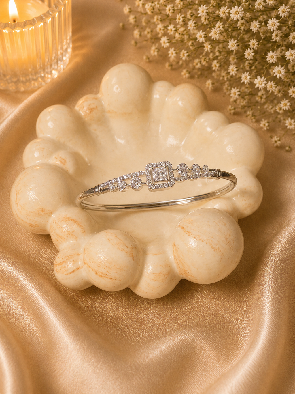 Geometric Glam Bracelet – Silver