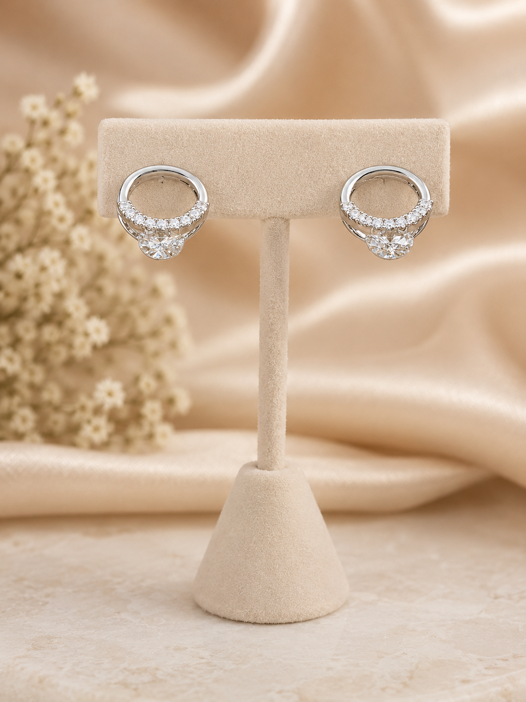 Solitaire Huggie Hoop Earrings