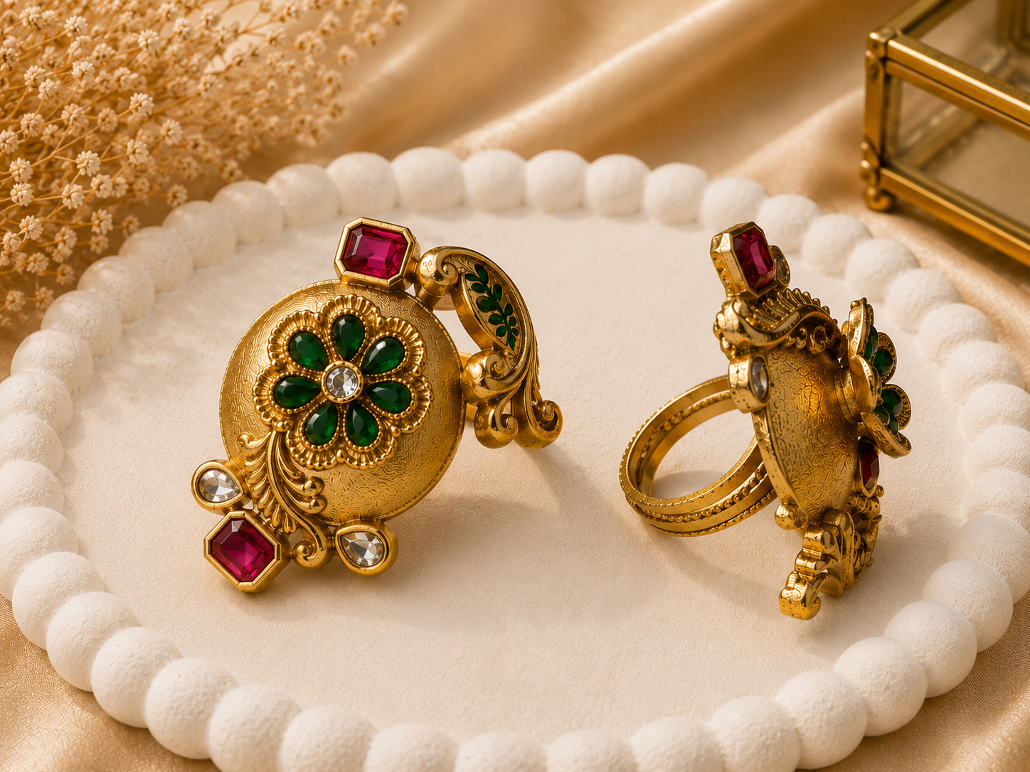 Antique Peacock Floral Ring