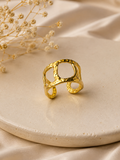 Golden Geometric Open Cuff Ring
