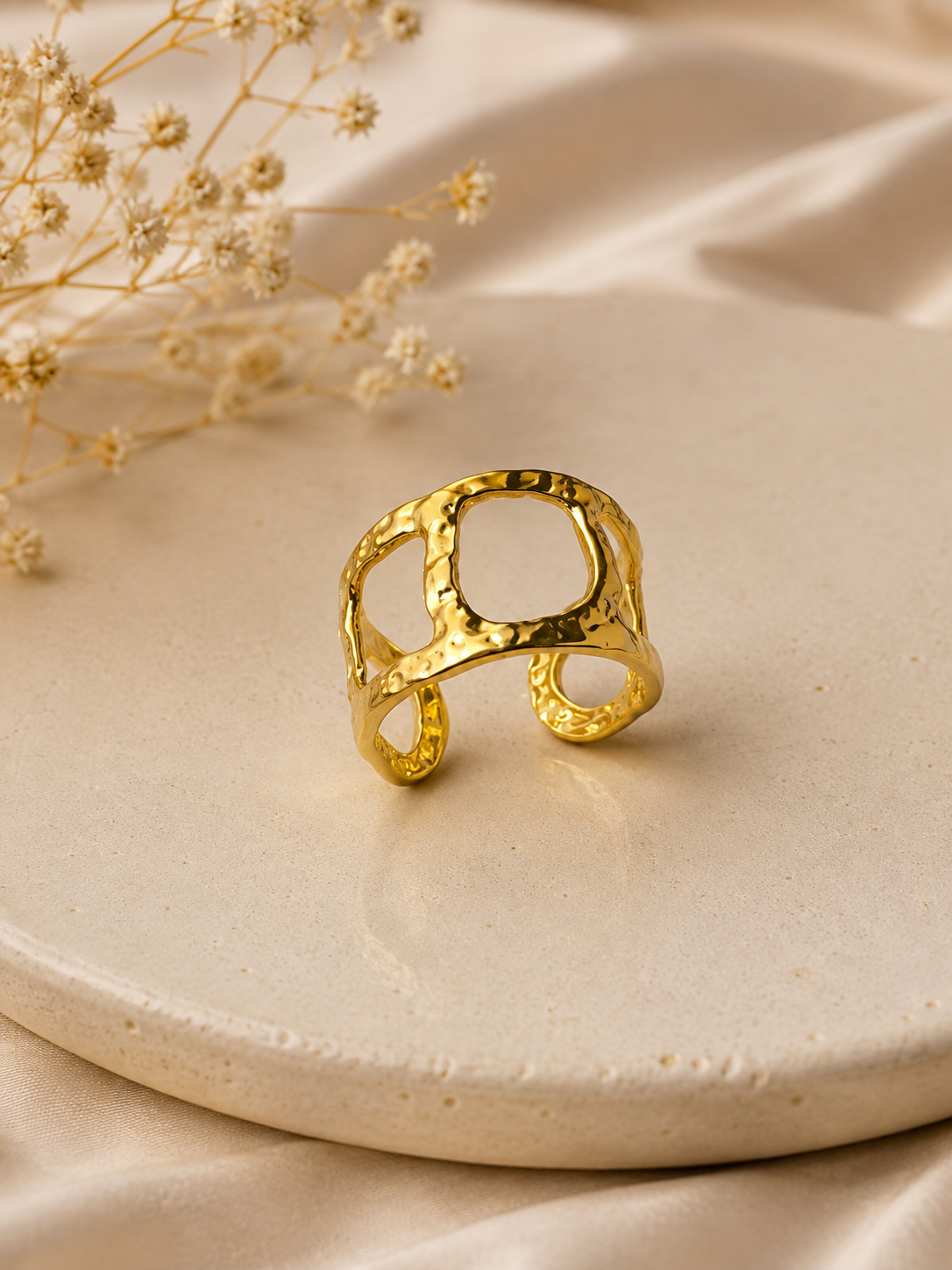 Golden Geometric Open Cuff Ring
