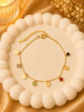 Crystal Accents and Coin Charm Multicolor Bracelet