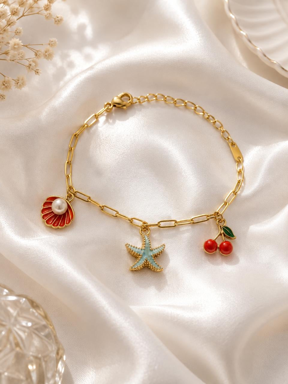 🍒 Coastal Cherry Charm Bracelet