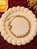Pearl Heart Charm Bracelet