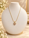 Pink Heart Crystal  Pendant Necklace