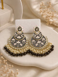 Black & Pink Floral Statement Earrings