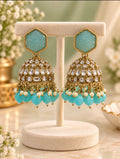 Turquoise Bloom Jhumkas
