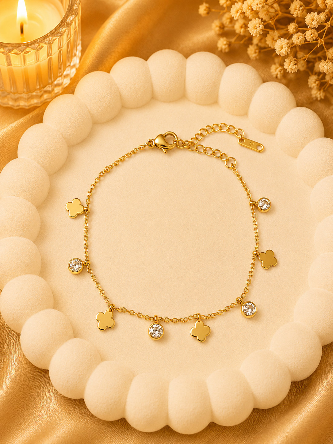 Clover Crystal Charm Bracelet