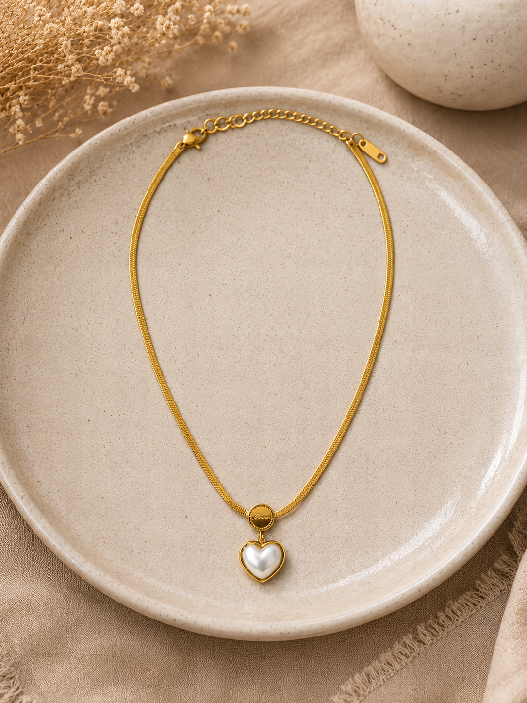 Pearl Heart Pendant Necklace