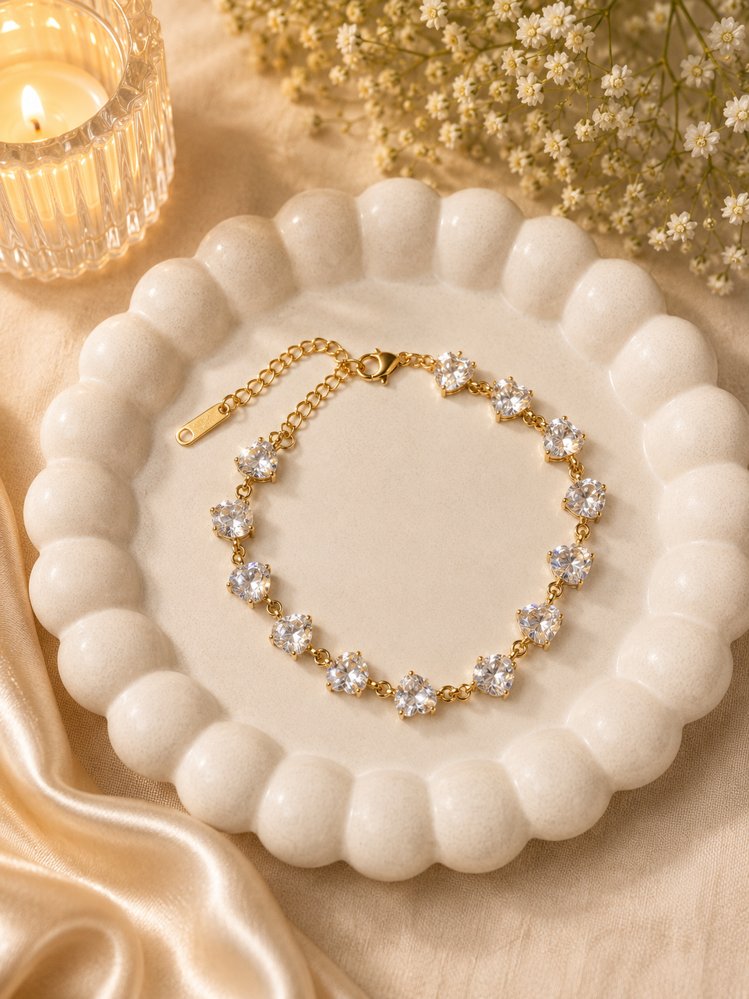 Crystal Heart Tennis Bracelet
