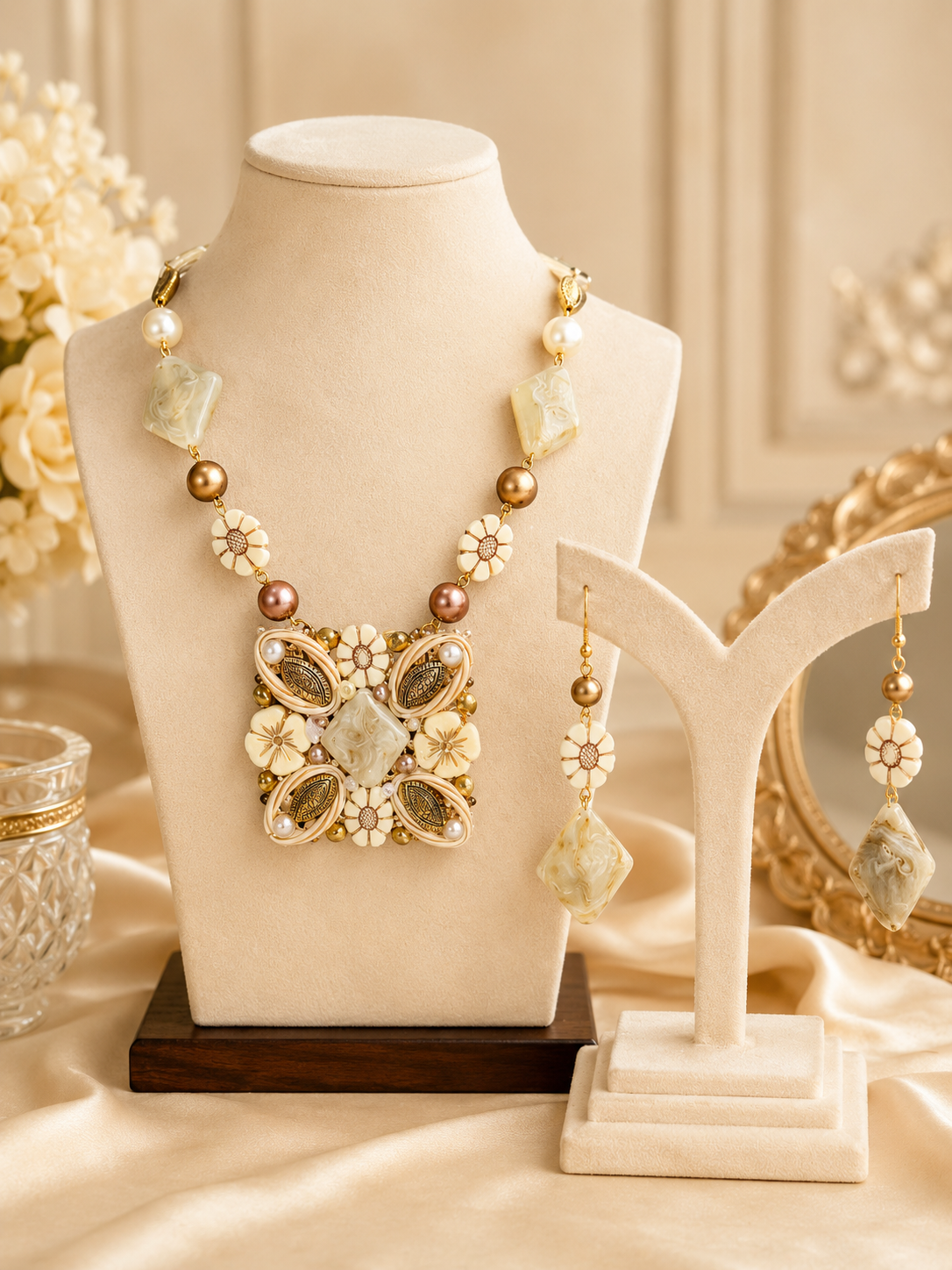 Ivory Blossom Statement Set