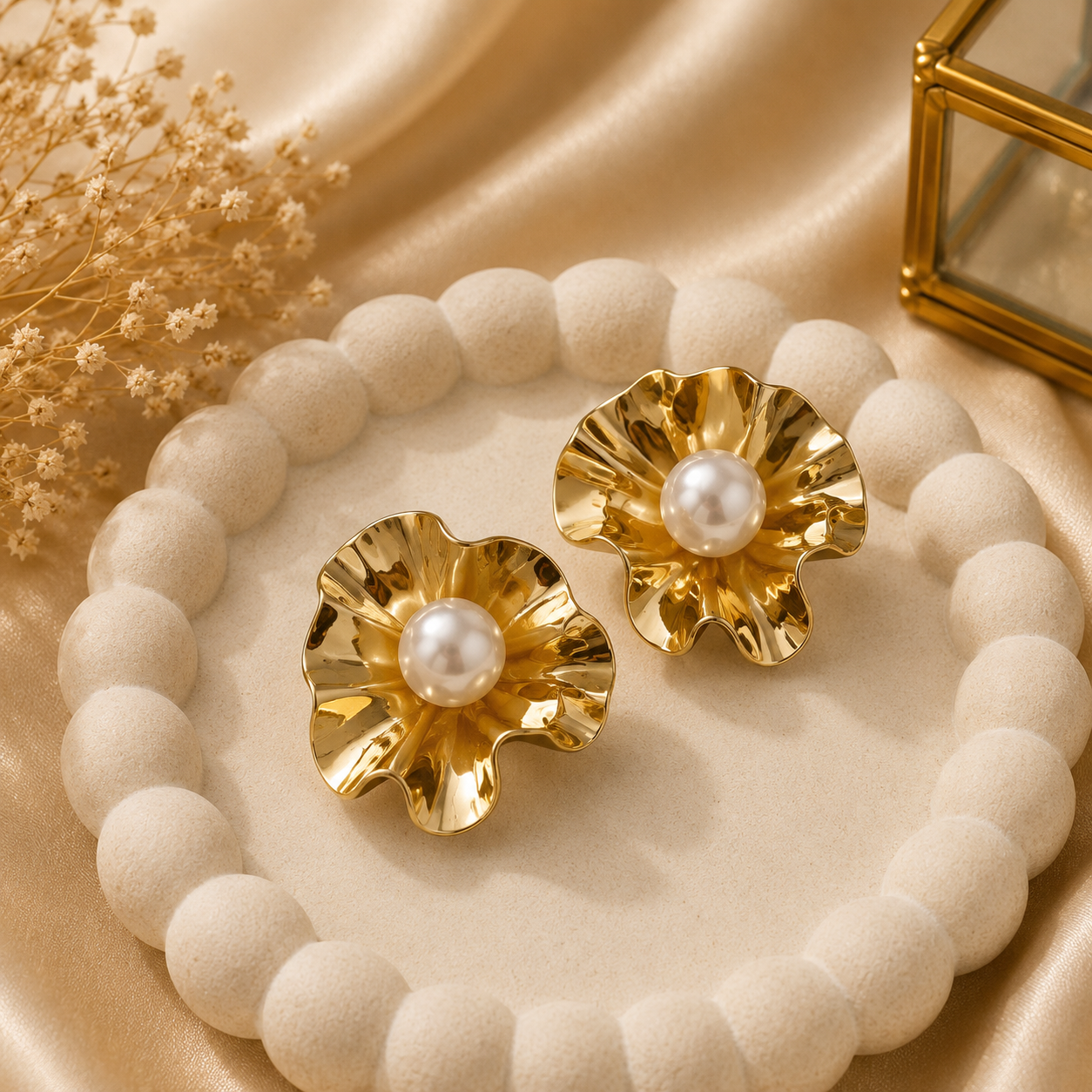 Pearl Flower Stud Earrings