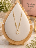 🤍 Pearl Quatrefoil Link Necklace