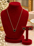🦋 Black Butterfly Necklace & Earrings Set