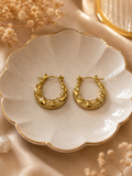 Textured Checkered Hoop Earrings