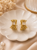 Crystal Weave Huggie Earrings