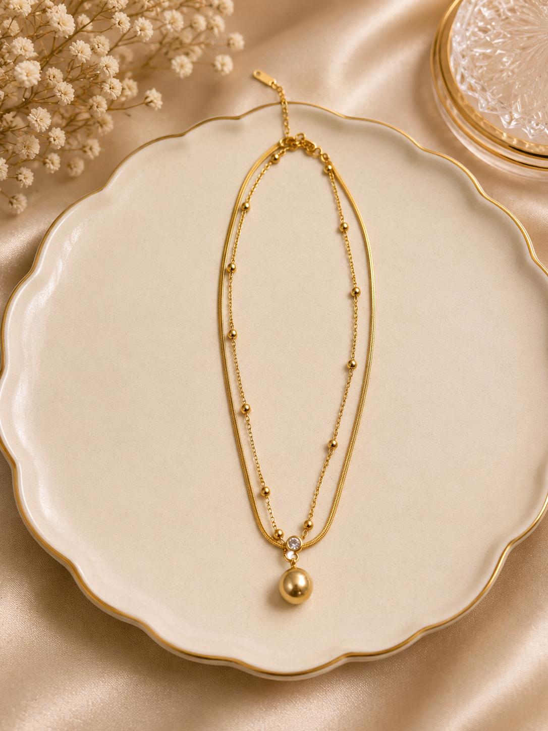 Golden Pearl Layered Necklace