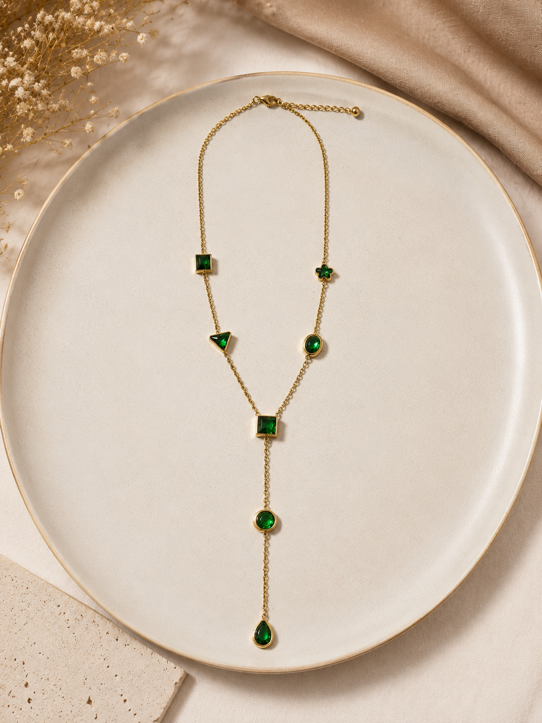 Emerald Harmony Lariat Necklace