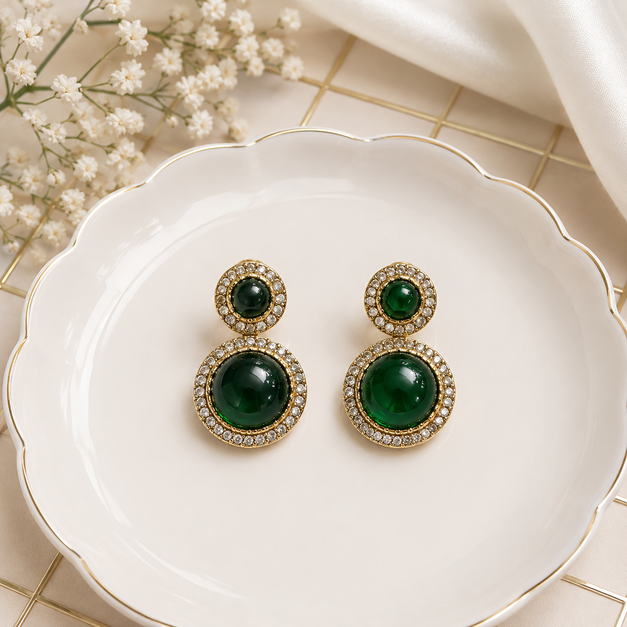 Emerald Halo Luxe Studs