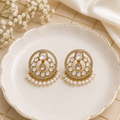 Pearl Halo Chandbali- white