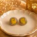 Golden Citrine Halo Studs