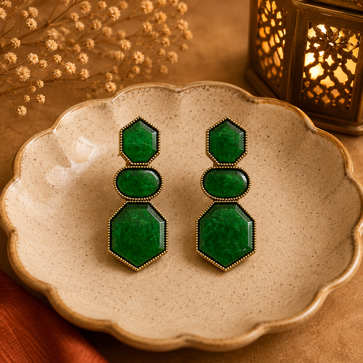 Emerald Geo Luxe Earrings
