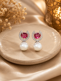 AD Scarlet Halo Pearl Earrings