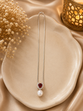 AD Scarlet Halo Pearl Pendant Necklace